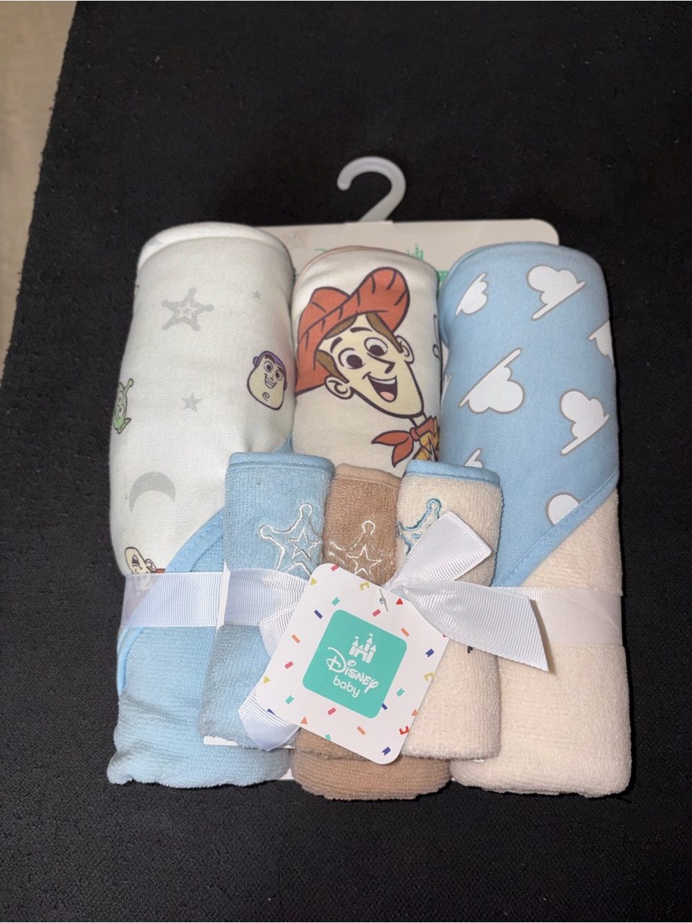 Disney Toy Story Hooded Swaddle & Washcloth Set in Blue, Cream, Tan